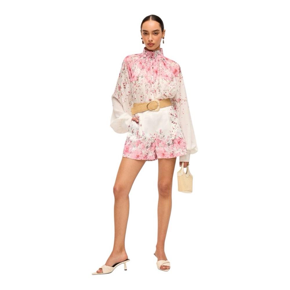 COMMENSE Floral Print Pleated Shorts Set Without Belt COLOR - Pink, NWT